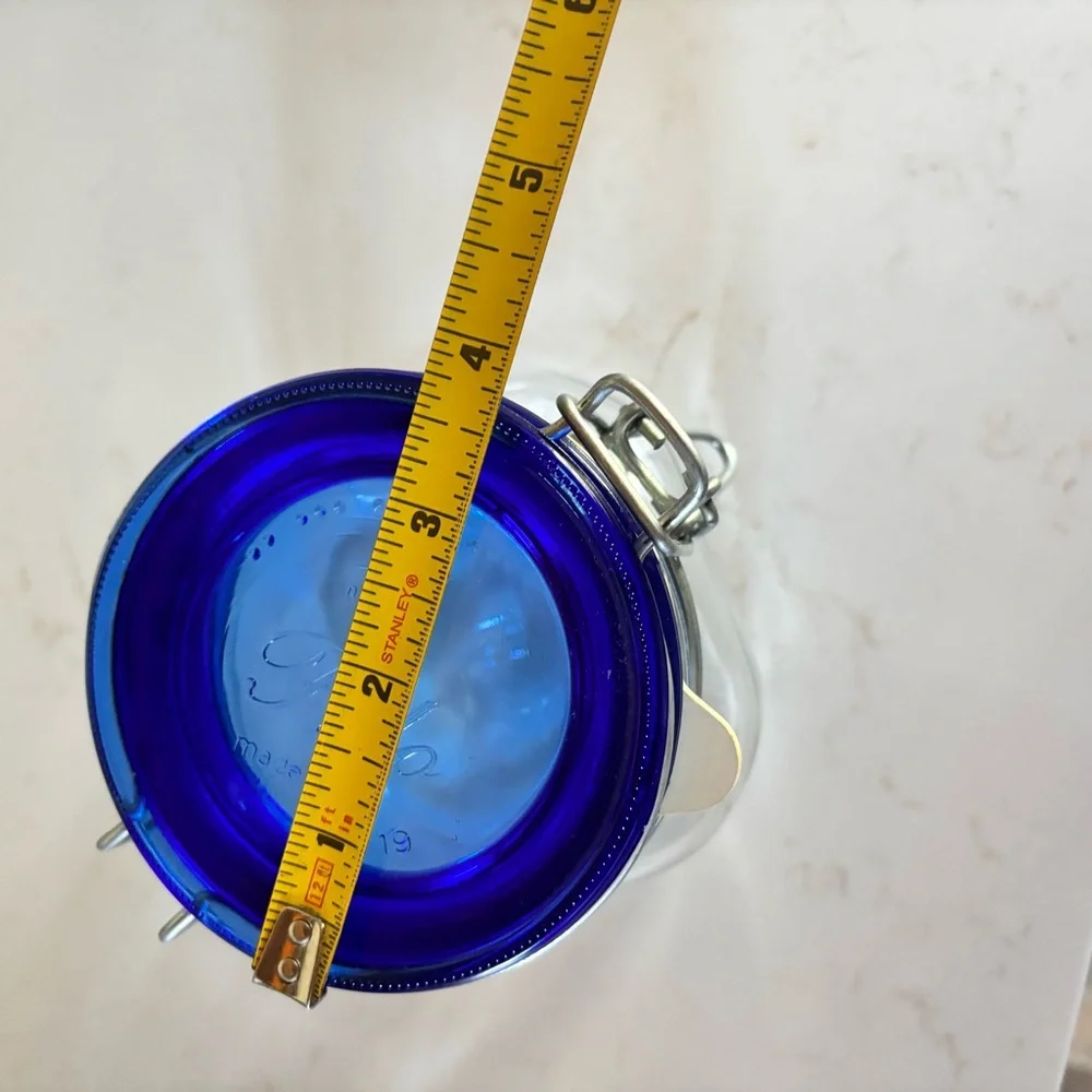 Vintage BORMIOLI ROCCO FIDO Cobalt Blue Glass Lid Jar